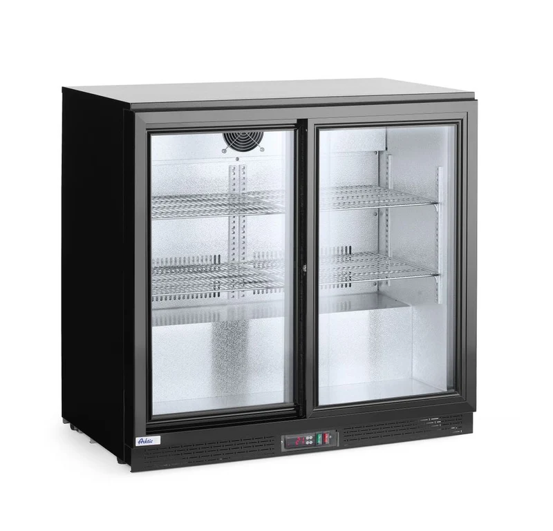 Arktic Kühlschrank hinten mit doppelten Schiebetüren – 158 l – Schwarz – 230 V / 160 W – 520 × 900 × 870 mm