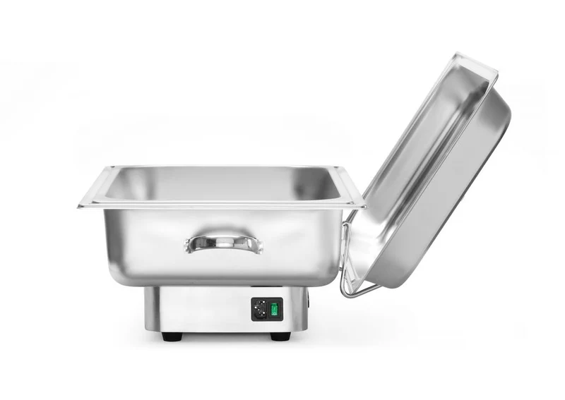 HENDI Chafing dish elektrisch Pollina – Profi Line – 9 l – Silber – 230 V / 900 W – 587 × 440 × 273 mm