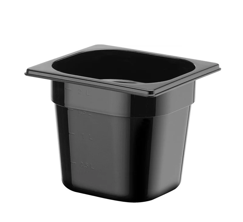 HENDI Gastronorm-Behälter 1 / 6 – Profi Line – GN 1 / 6 – 2,4 l – Schwarz – 176 × 162 × 150 mm