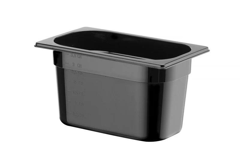 HENDI Gastronorm-Behälter 1 / 4 – Profi Line – GN 1 / 4 – 4 l – Schwarz – 265 × 162 × 150 mm
