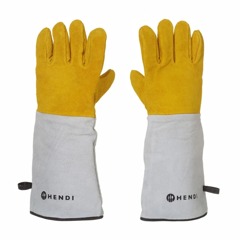 HENDI Leder-Grillhandschuhe hitzebeständig – 460 mm – 2 Stück