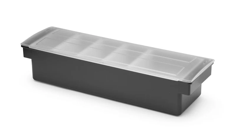 BarUp Zutatenbehälter – 5 Fächer – Schwarz – 480 × 150 × 100 mm