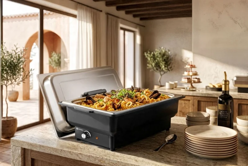 HENDI Chafing Dish Tellano – elektrisch – Kitchen Line – GN 1 / 1 – 9 l – 230 V / 900 W – 575 × 349 × 278 mm