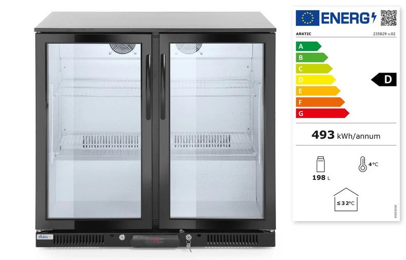 Arktic Kühlschrank mit doppelter Tür auf der Rückseite – 158 l – Schwarz – 230 V / 160 W – 900 × 530 × 865 mm