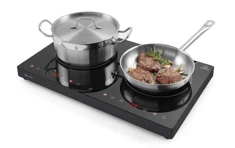 HENDI Induktionskocher doppelt – Kitchen Line – 230 V / 3500 W – 608 × 405 × 54 mm