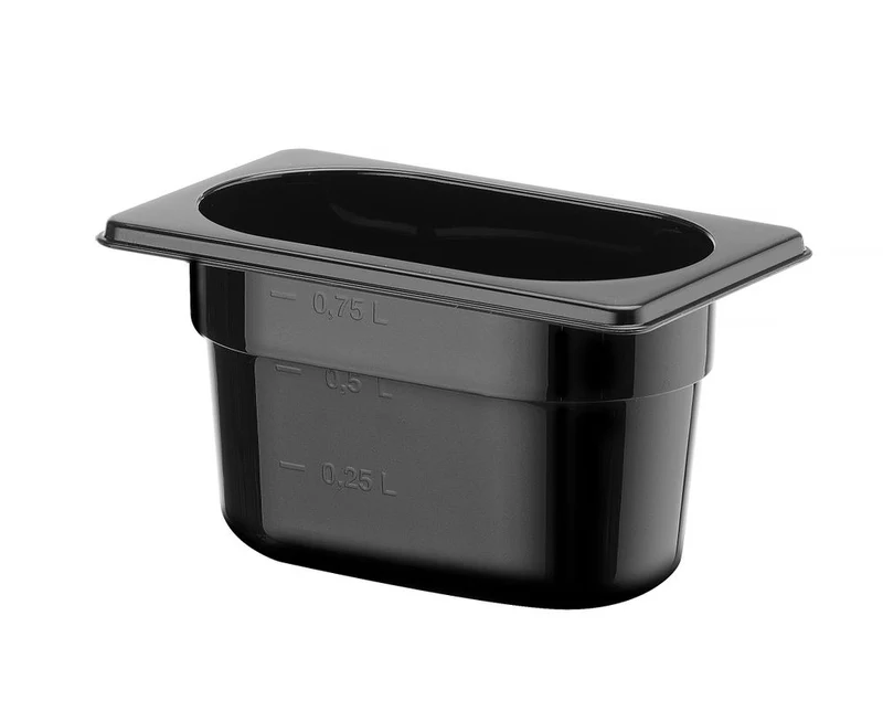 HENDI Gastronorm-Behälter 1 / 9 – GN 1 / 9 – 1 l – Schwarz – 176 × 108 × 100 mm