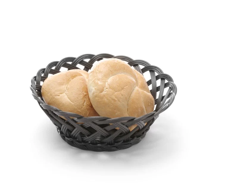HENDI Körbe mit gewebtem Rand – rund – Schwarz – 200 × 200 × 65 mm