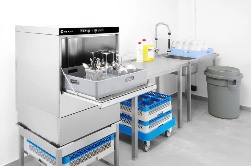 HENDI Geschirrspüler 40 × 40 - elektronische Steuerung – Kitchen Line – 230 V / 2800 W – 470 × 510 × 710 mm
