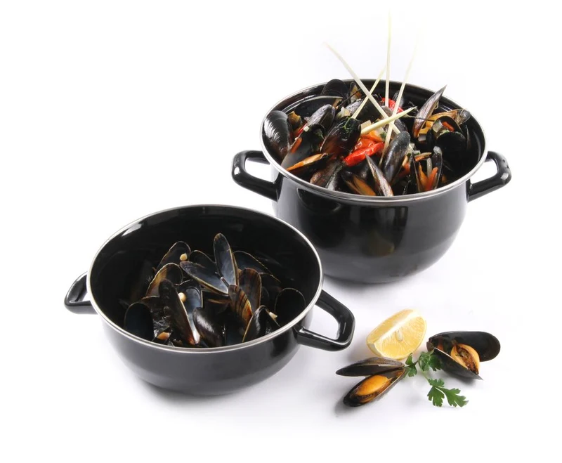 HENDI Muscheltopf – emailliert - mit Deckel – 2,5 l – Ø 220 × H 190 mm