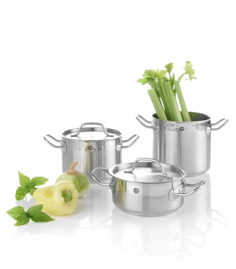 HENDI Kochtopf – niedrig - mit Deckel – Profi Line – 1,5 l – Ø 160 × H 75 mm