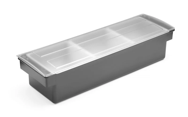 BarUp Zutatenbehälter – 3 Fächer – Schwarz – 480 × 150 × 100 mm