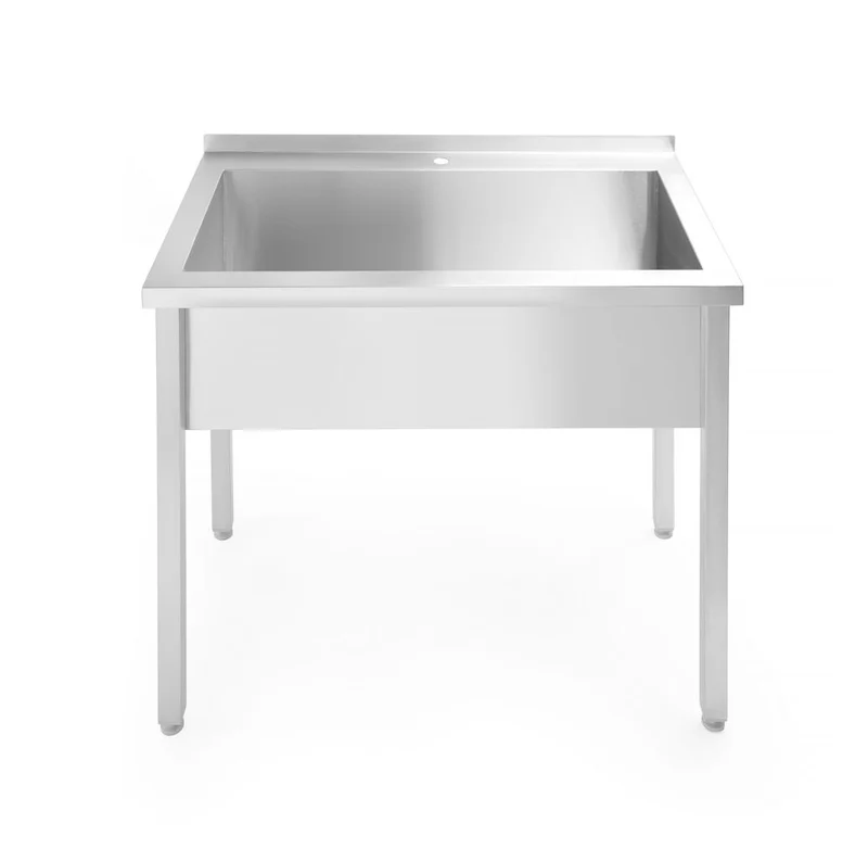 HENDI Tisch mit Einzelwaschwanne – ohne Spritzschutz – verschraubt – Tiefe 600 mm – Budget Line – 1000 × 600 × 850 mm