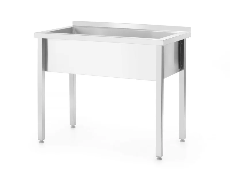 HENDI Tisch mit Einzelwaschwanne – ohne Spritzschutz – verschraubt – Tiefe 600 mm – Budget Line – 1000 × 600 × 850 mm