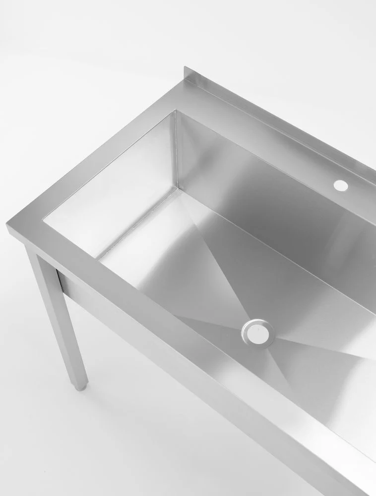 HENDI Tisch mit Einzelwaschwanne – ohne Spritzschutz – verschraubt – Tiefe 600 mm – Budget Line – 1000 × 600 × 850 mm