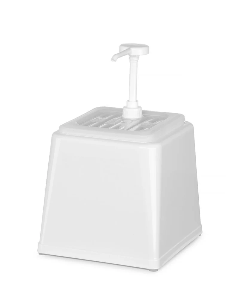 HENDI Pump-Saucenspender – 2,5 l – Weiß – 230 × 210 × 327 mm
