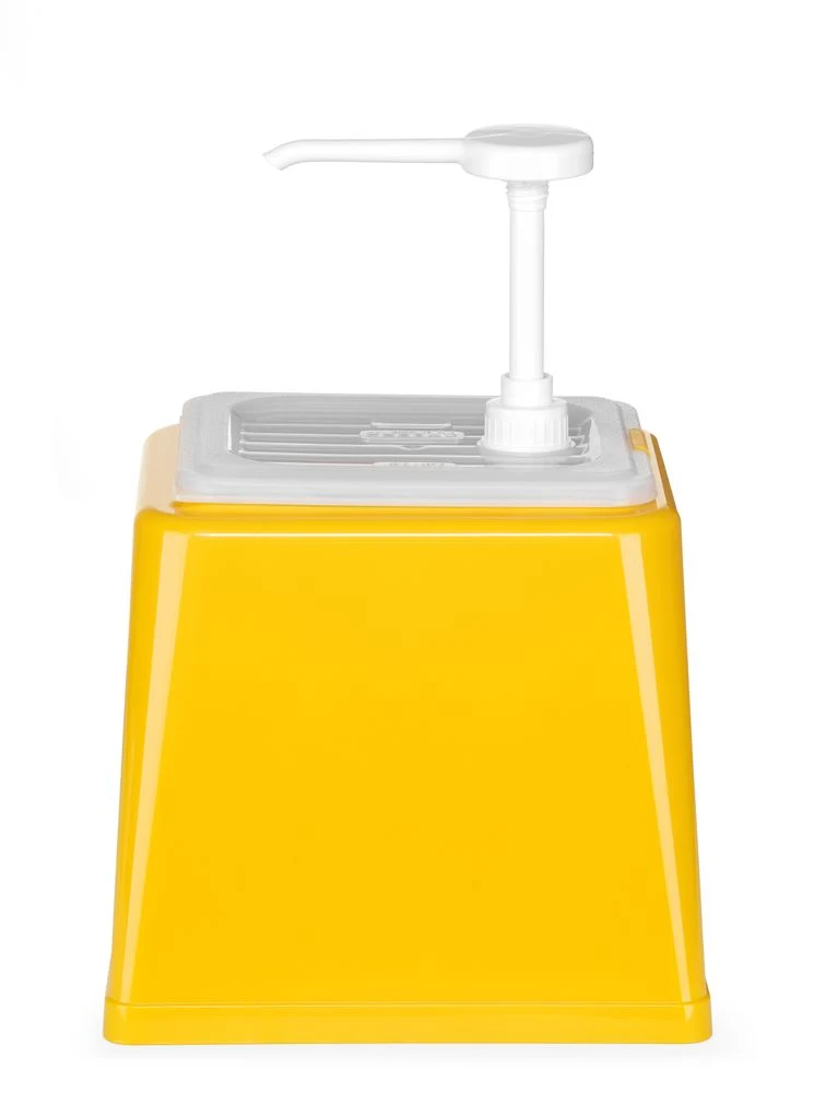 HENDI Pump-Saucenspender – 2,5 l – Gelb – 230 × 210 × 327 mm