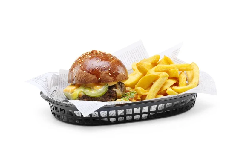 HENDI Servierkörbe im Fastfood-Stil – Schwarz – 272 × 175 × 38 mm – 6 Stück