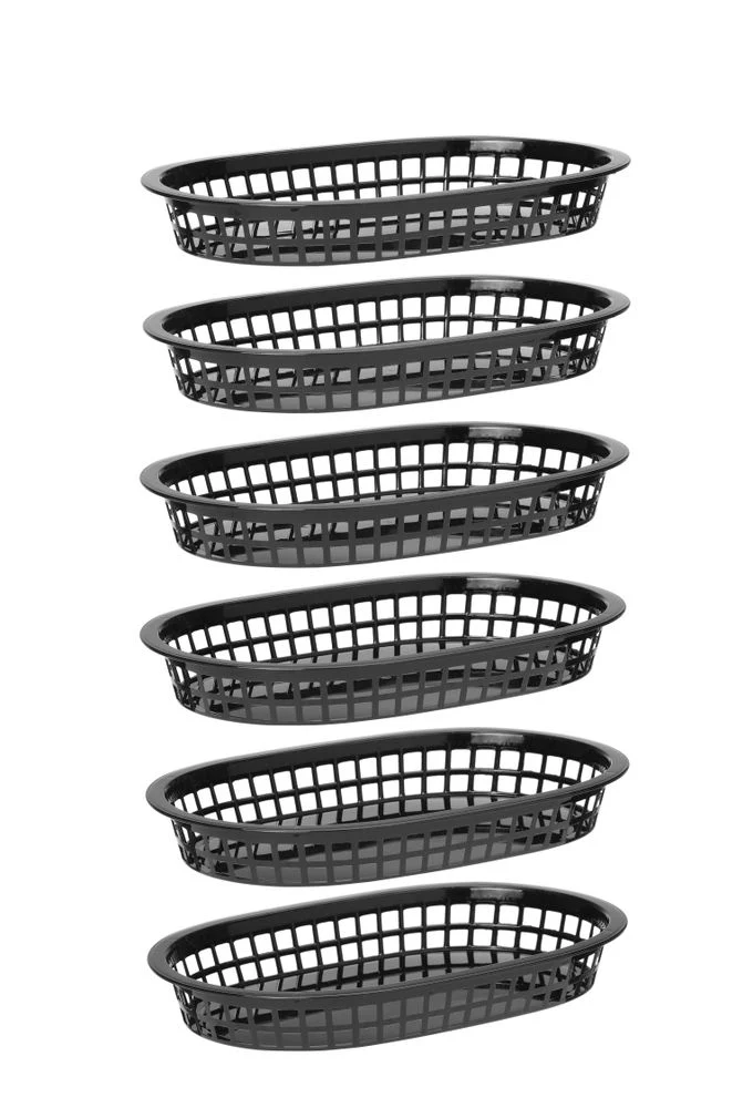 HENDI Servierkörbe im Fastfood-Stil – Schwarz – 272 × 175 × 38 mm – 6 Stück
