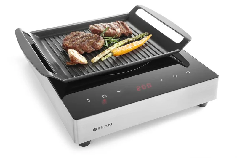 HENDI Grillplatte für Induktionskocher – 390 × 260 × 35 mm