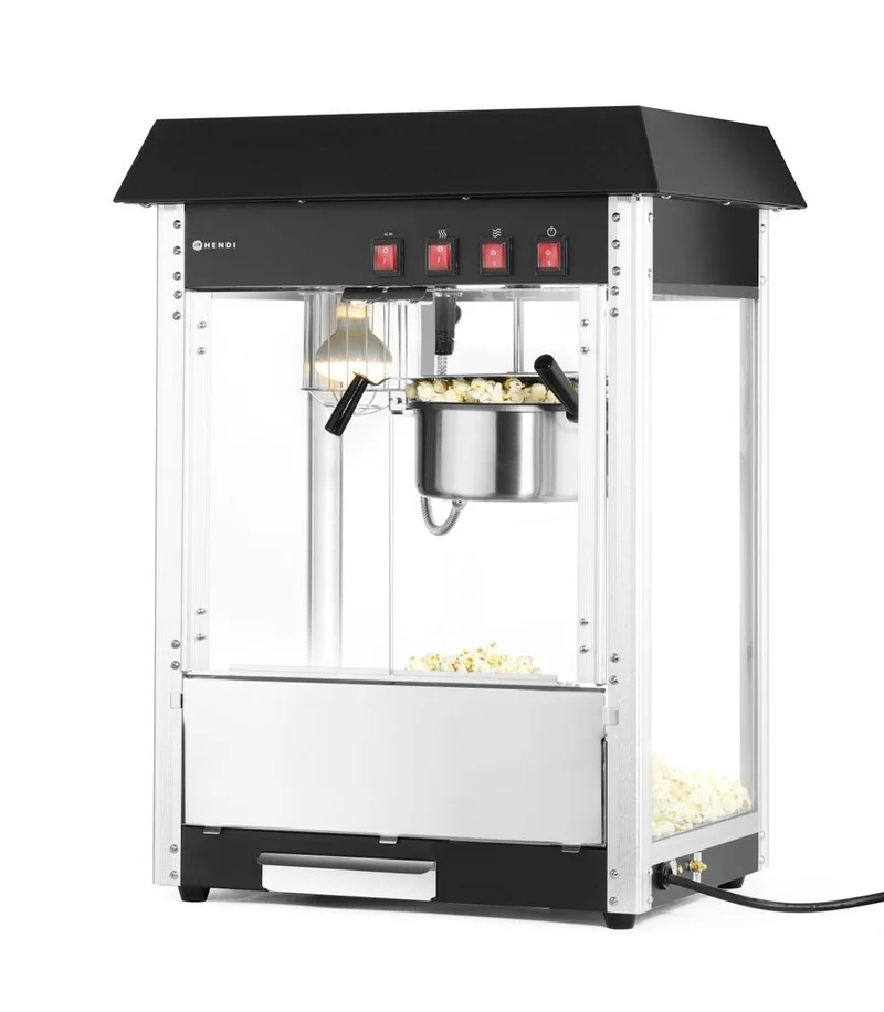HENDI Popcorn-Maschine – Schwarz – 230 V / 1155 W – 560 × 420 × 760 mm