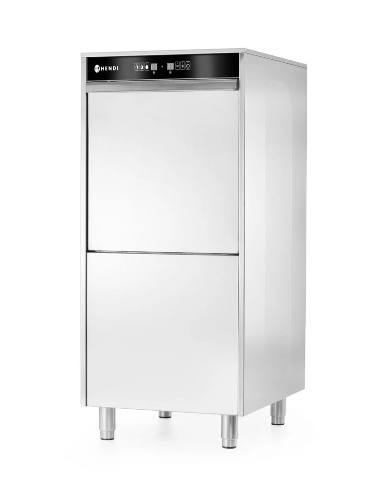 HENDI Geschirrspüler 50 × 60 für Tabletts und Töpfe – elektronisch gesteuert – mit Waschmitteldosiersystem und Ablaufpumpe – Kitchen Line – 400 V / 7100 W – 595 × 777 × 1335 mm
