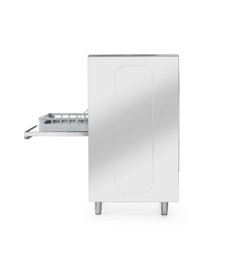 HENDI Geschirrspüler 50 × 60 für Tabletts und Töpfe – elektronisch gesteuert – mit Waschmitteldosiersystem und Ablaufpumpe – Kitchen Line – 400 V / 7100 W – 595 × 777 × 1335 mm