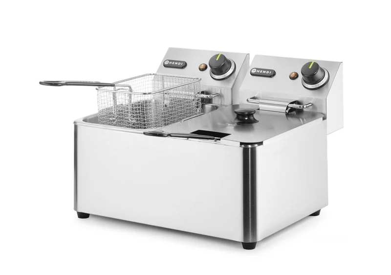 HENDI Fritteuse – 2 × 4 l – Kitchen Line – 8 l – 230 V / 6000 W – 470 × 380 × 315 mm