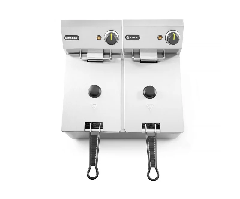 HENDI Fritteuse – 2 × 4 l – Kitchen Line – 8 l – 230 V / 6000 W – 470 × 380 × 315 mm