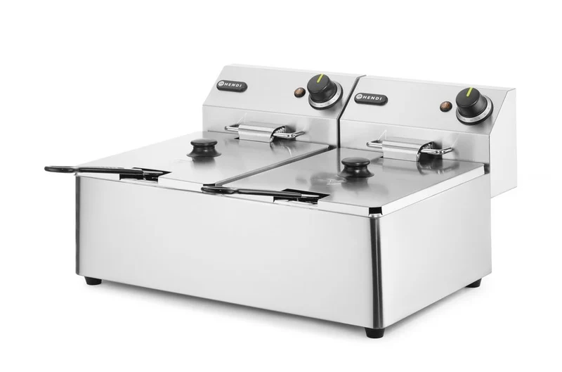 HENDI Friteuse Kitchen Line - 2 × 6 l – Kitchen Line – 12 l – 230 V / 6600 W – 550 × 430 × 305 mm