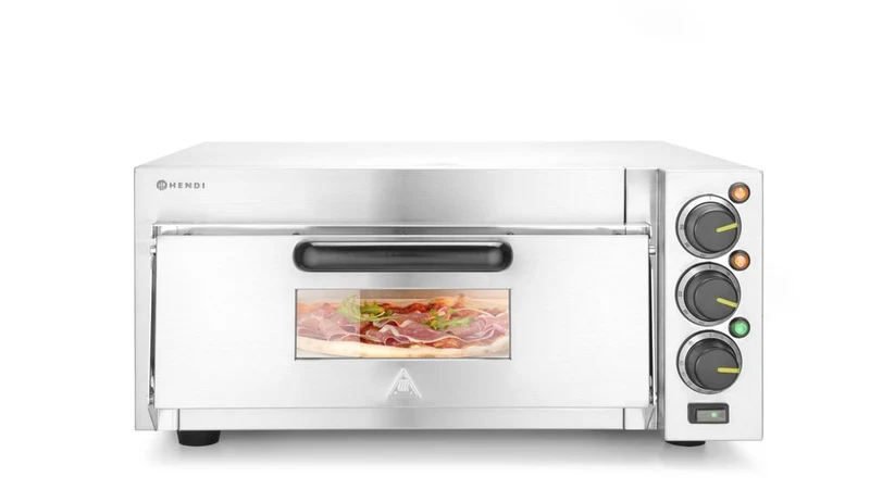 HENDI Pizzaofen kompakt – Silber – 230 V / 2000 W – 580 × 560 × 275 mm