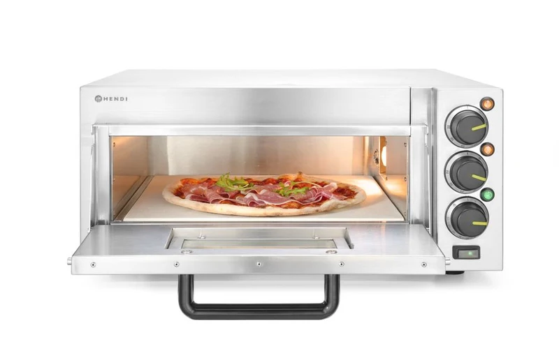 HENDI Pizzaofen kompakt – Silber – 230 V / 2000 W – 580 × 560 × 275 mm