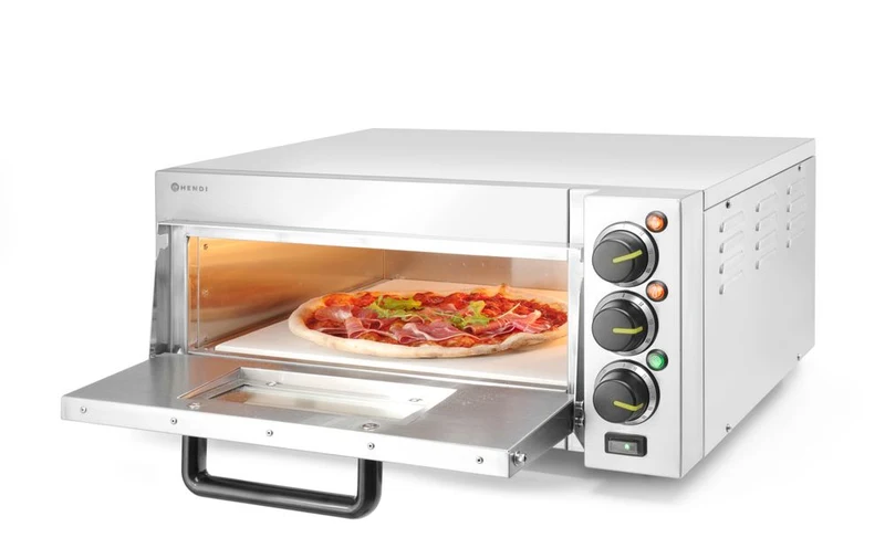 HENDI Pizzaofen kompakt – Silber – 230 V / 2000 W – 580 × 560 × 275 mm