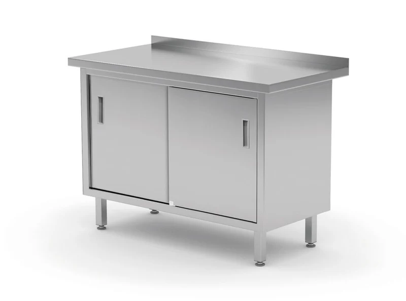 HENDI Wandtischschrank mit Schiebetüren – verschweißt – Profi Line – 1400 × 600 × 850 mm