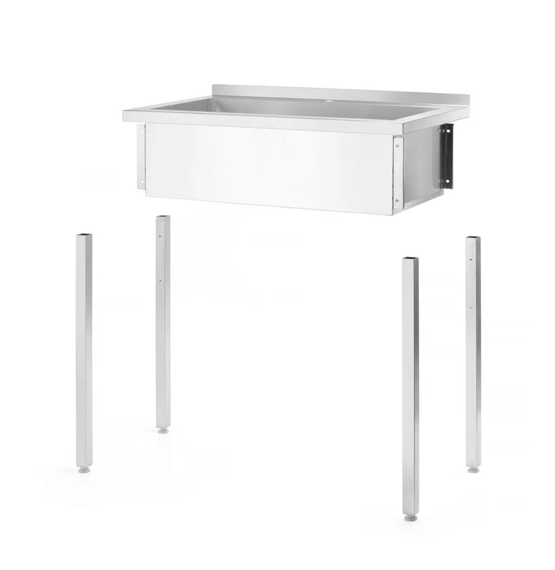 HENDI Tisch mit Einzelwaschwanne – ohne Spritzschutz – verschraubt – Tiefe 600 mm – Budget Line – 800 × 600 × 850 mm