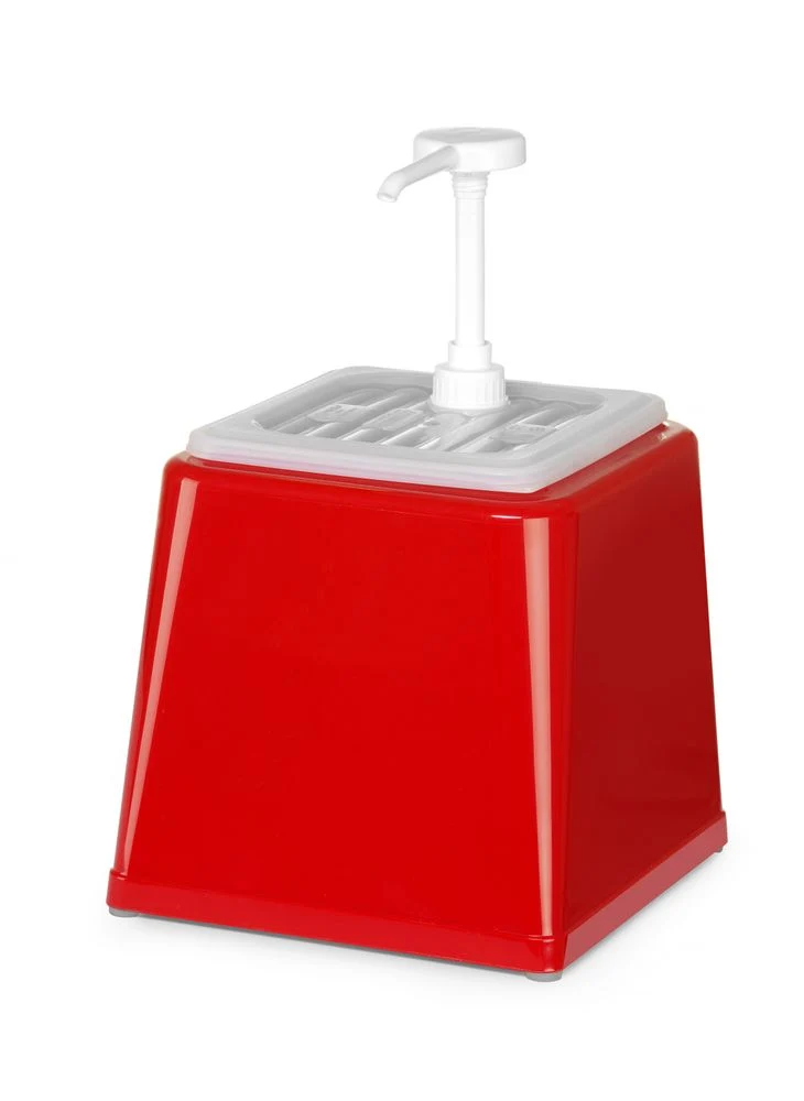 HENDI Pump-Saucenspender – 2,5 l – Rot – 230 × 210 × 327 mm