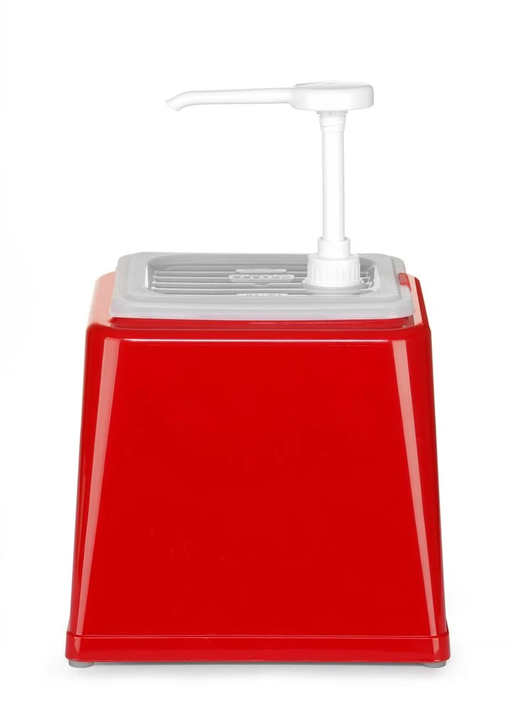 HENDI Pump-Saucenspender – 2,5 l – Rot – 230 × 210 × 327 mm