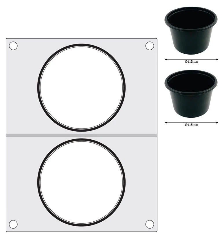 HENDI Matrize für Versiegelungsmaschine – zwei runde Behälter (Ø 115 mm)