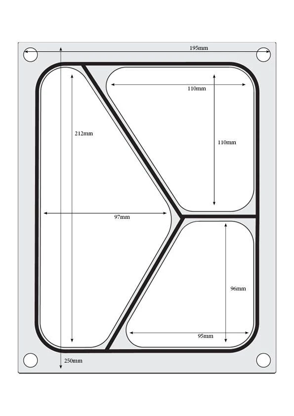 HENDI Matrize für Versiegelungsmaschine – ein dreiteiliger Behälter (227 × 178 mm)