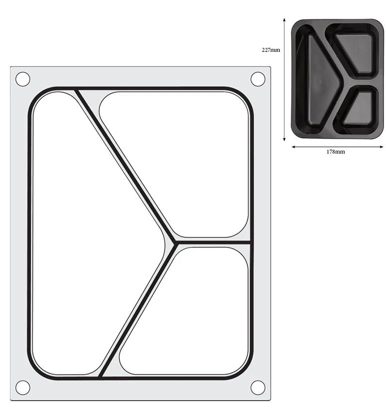 HENDI Matrize für Versiegelungsmaschine – ein dreiteiliger Behälter (227 × 178 mm)