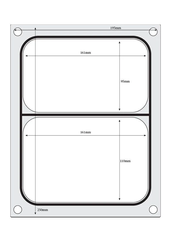 HENDI Matrize für Versiegelungsmaschine – ein zweiteiliger Behälter (227 × 178 mm)