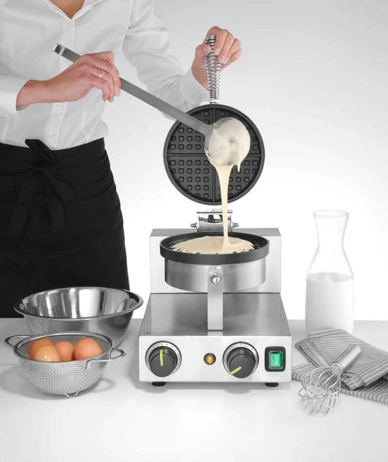 HENDI Waffeleisen rund – 230 V / 1000 W – 250 × 491 × 285 mm