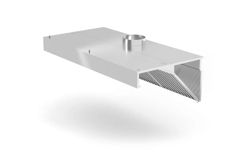 HENDI Wandmontierte Dunstabzugshaube – abgewinkelt – Profi Line – ohne Beleuchtung – 1200 × 700 × 450 mm