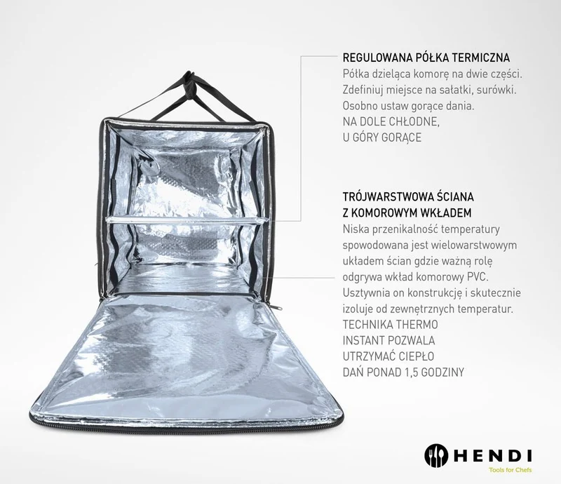 HENDI Thermo-Transportrucksack – 75,2 l – Schwarz – 410 × 410 × 480 mm