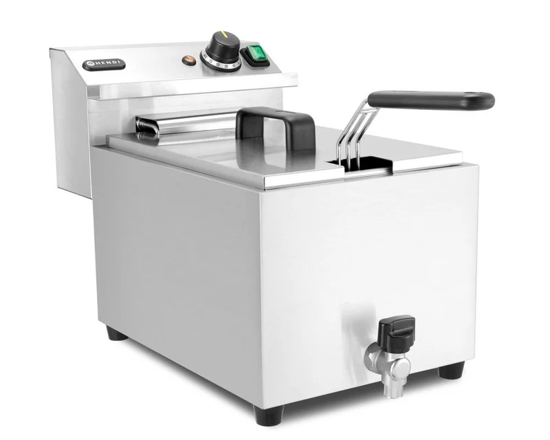 HENDI Fritteuse XL mit Ablasshahn – Profi Line – 10 l – 400 V / 6600 W – 300 × 585 × 377 mm