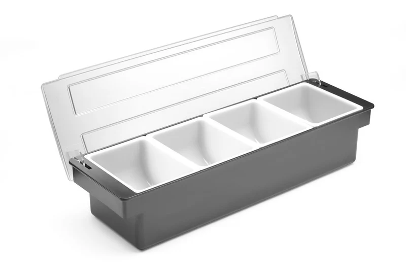 BarUp Zutatenbehälter – 4 Fächer – 480 × 150 × 100 mm
