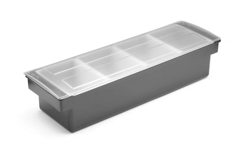 BarUp Zutatenbehälter – 4 Fächer – 480 × 150 × 100 mm