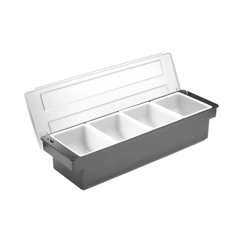 BarUp Zutatenbehälter – 4 Fächer – 480 × 150 × 100 mm