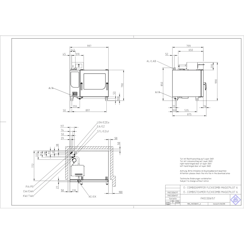 MKN FlexiCombi MagicPilot 6.1 Elektro Türanschlag rechts FKECOD615T